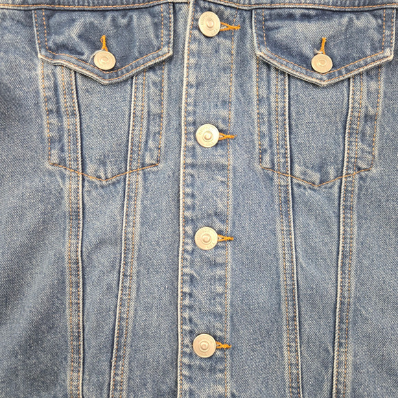 Hudson Medium Wash Slim Fit Trucker Denim Jean Jacket with Pockets Size S/M - Picture 7 of 11